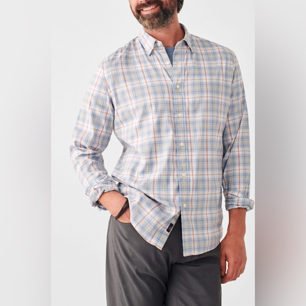 Faherty Marine Coast Plaid Movement Button Up Shirt M